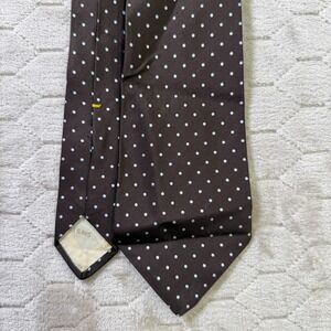 VTG Saks Fifth Avenue 100% Silk Men's Neck Tie Made In USA Brown Polka Dots